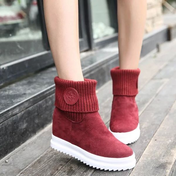 

2018 euro35-39 brief slip-on flock anti-slip snow boots women winter boots female snow shoes, Black