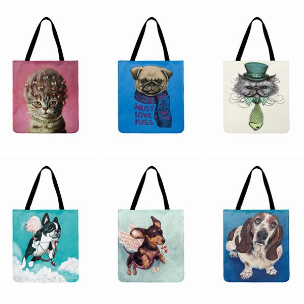 

fashion cute puppy printed bag cartoon pattern tote purse woman casual tote shoulder bag lady reusable beach bags