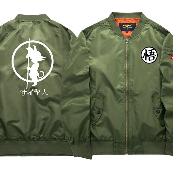 

new autumn anime goku printed jackets men casual stand collar wukong mens jacket baseball uniform coat streetwear, Black;brown