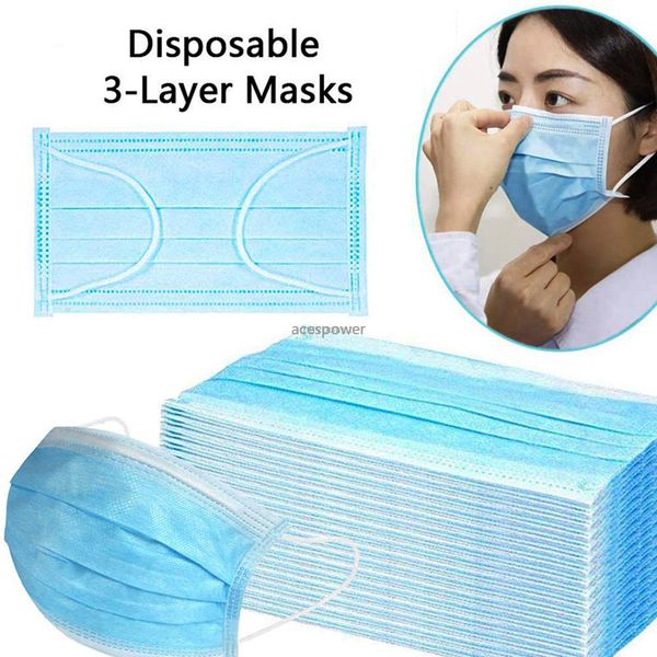 

disposable face masks daily three layer protective mask anti fog dust-proof non-woven disposable ship via dhl