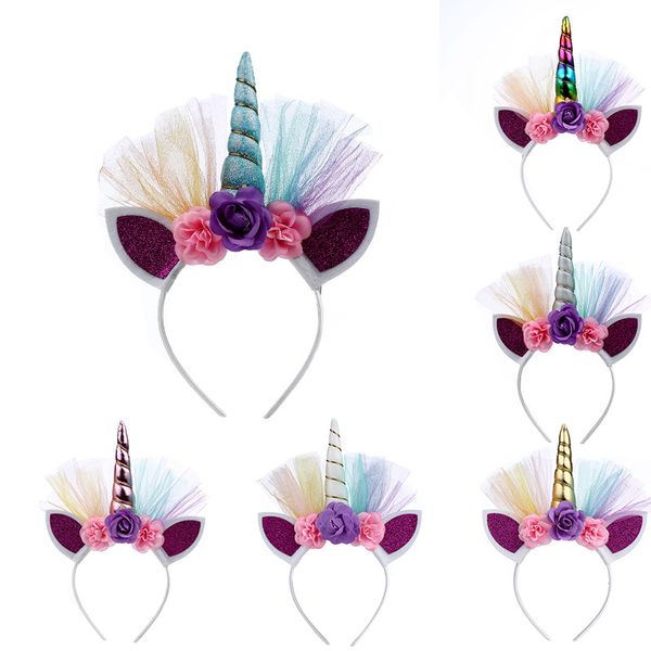 

unicorn horn hair hoop christmas halloween children's headband hair stick for holiday party baby hair accessories unicorn party product, Slivery;white
