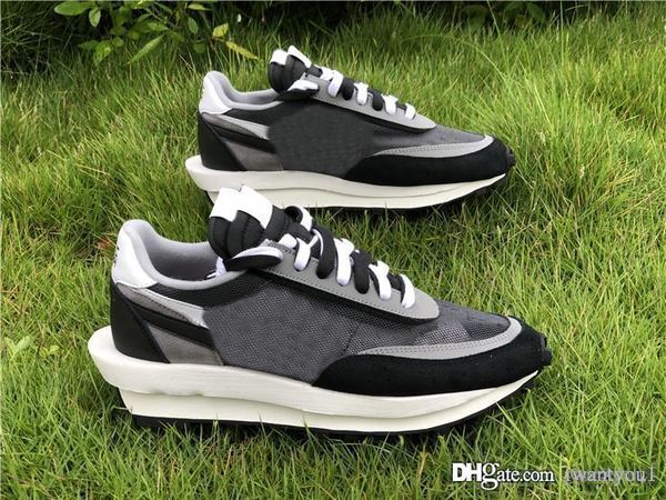 

authentic sacai x ldv waffle ldwaffle daybreak black white men women running shoes pine green wolf grey bv0073-100 with box 5-12