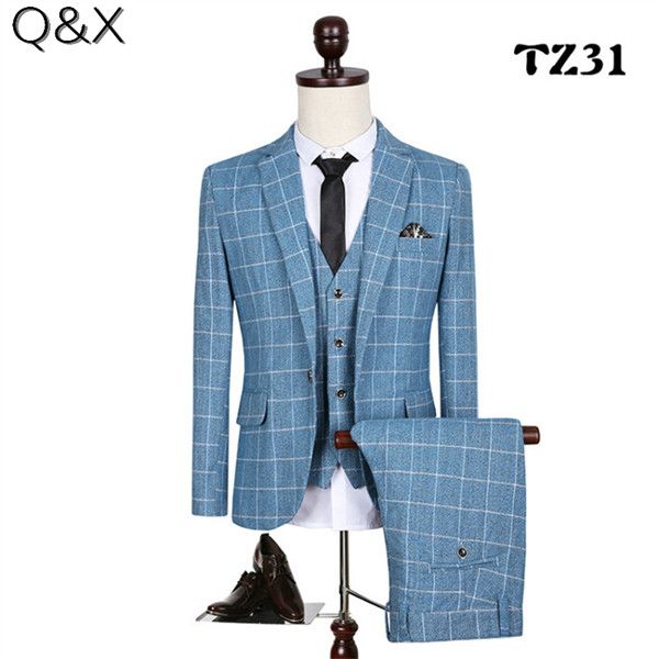 

ms63 classic 2019 checks men suit blazers made slim fit plus size wedding suits for men 3 piece, White;black