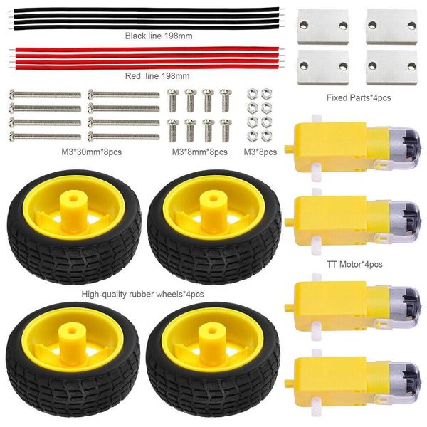 

dishykooker dc 3v-6v gear motor + tire wheel kit for arduino diy smart car robot