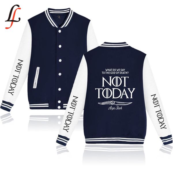 

arya stark-not today hoodies sweatshirts women/men winter casual harajuku baseball jacket clothes modis kpop college style top, Black