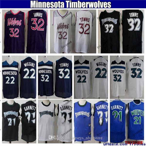 

2019 миннесота нба timberwolves таунс 22 город заработанные баскетбол джерси vintage кевин гарнетт 21 чернорубашечники, Black;red
