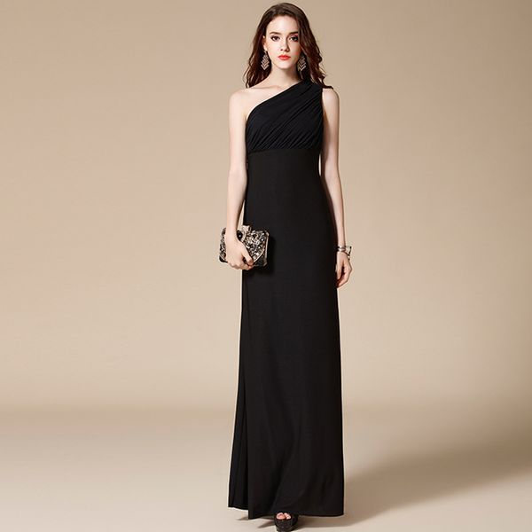 

формальный дресс-код вечернее платье для женщин новый бренд дизайнер черный красный одно плечо вечерние платья sexy длиной до пола платье да, White;black