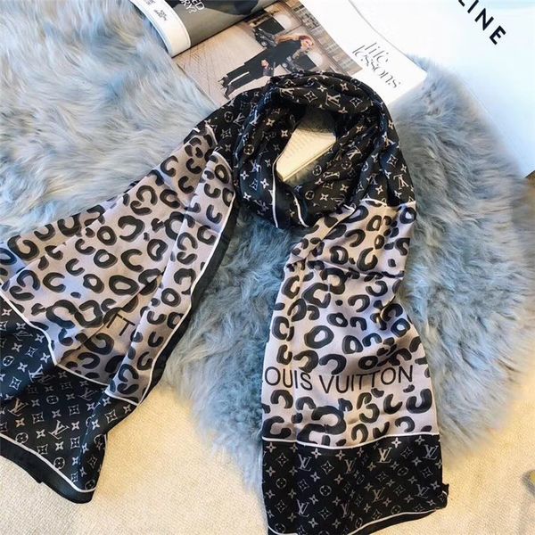 

fashion silk scarves for women flarol silk scarf size 180x90cm long shawl large scarfs for ladies without box, Blue;gray