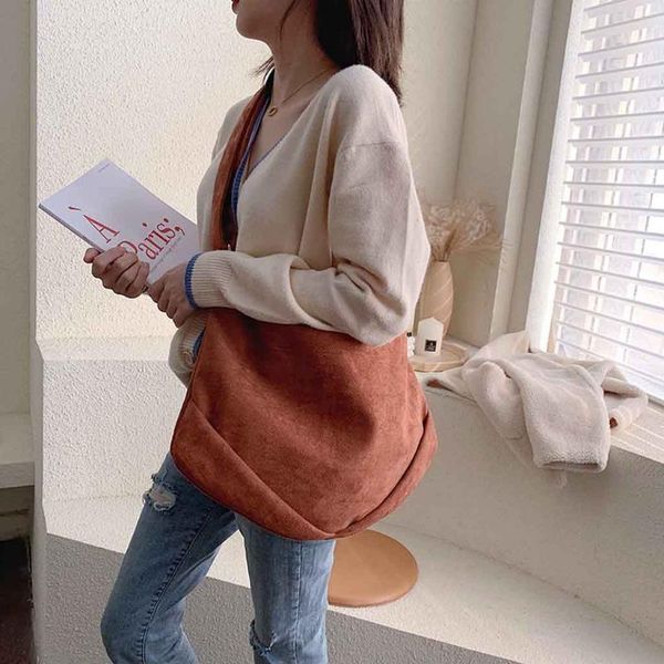 

women large capacity handbags deer plush simple shoulder messenger bag solid color fashion package sac main femme bolso mujer