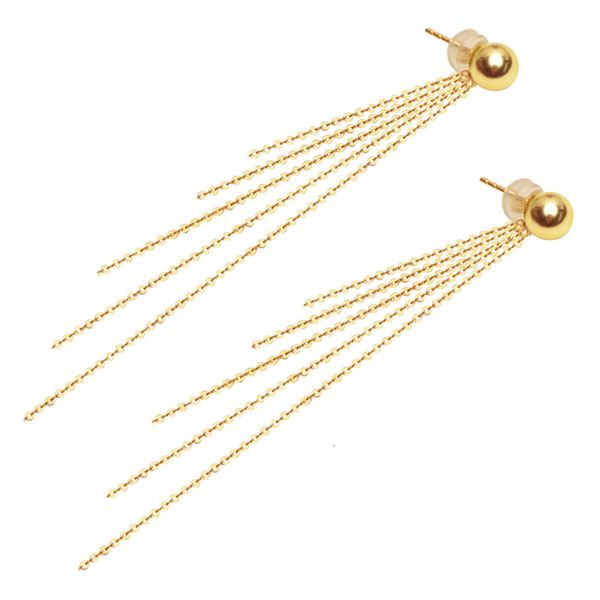 

classic minimalist ball 18k gold bead tassel stud earring for women diameter 3 4 5mm optional real au 750 stud earring cj191203, Golden