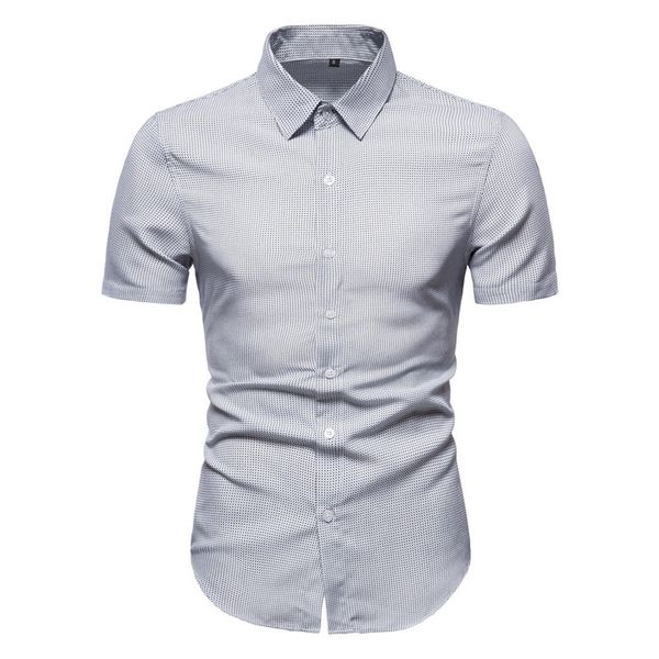 

white polka dot shirt men camisas para hombre 2020 brand summer slim fit short sleeve mens shirts business casual shirt male 3xl, White;black
