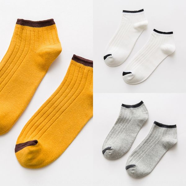 

boat cotton autumn boat women's harajuku double needle artistic women's socks cotton socks, Pink;yellow