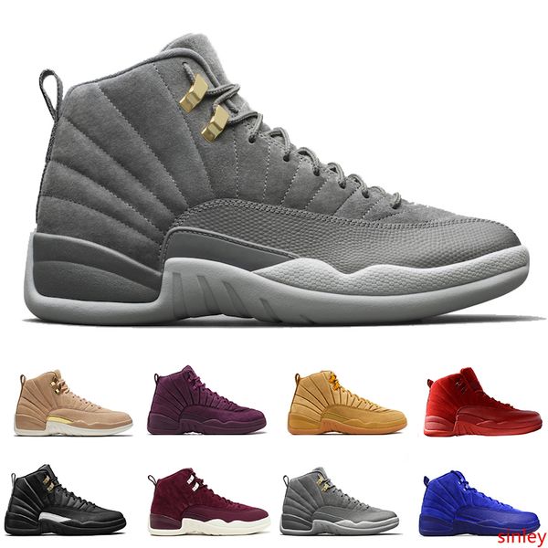 

12 12s mens basketball shoes wheat dark grey bordeaux flu game the master taxi playoffs french blue barons psny purple sports sneakers