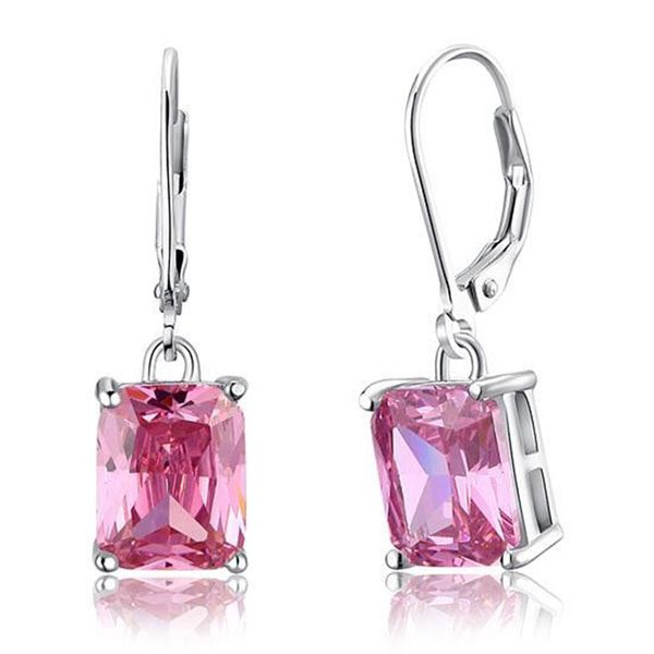 

exquisite women earrings dangle chandelier jewelry 4 ct pink created sapphire 925 sterling silver dangle earrings