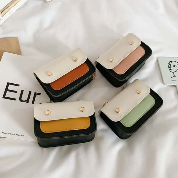 

2020 kids designer contrast color bag baby girls princess coin purse kids boutique korean bags children mini bags, White