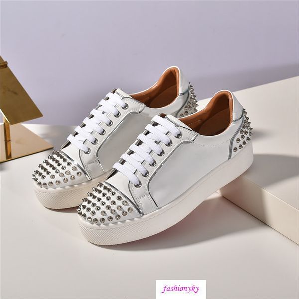 

latest red bottom spike sock casual shoes, red sole flats with krystal spikes, 30mm black & white donna flats for women & men sneakers