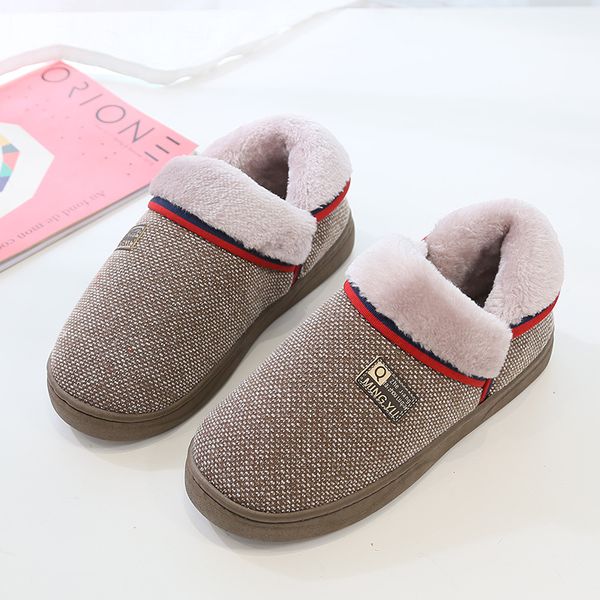 

new home cotton slippers autumn and winter couples indoor and outdoor house non-slip thick floor bedroom warm footwear, Black