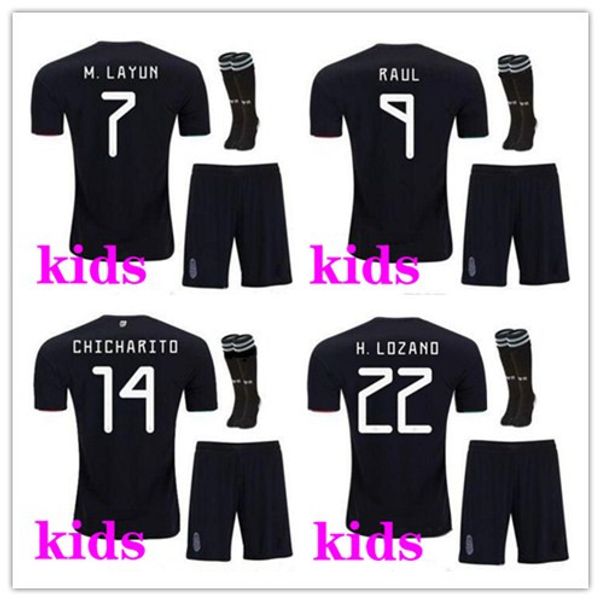 

kids Jersey kits 2019 Mexico Gold Cup Home Black Soccer Jerseys CHICHARITO Camisetas de futbol 19/20 H.LOZANO VELA RAUL Football Shirts