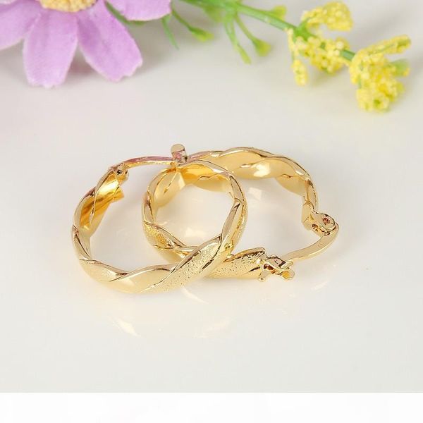 

22k 23k 24k thai baht yellow gold gp earrings hoop e india jewelry brincos wave, Golden;silver