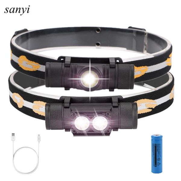 

new xm-l2 led headlight mini white light head torch usb charger 18650 battery headlamp camping hunting