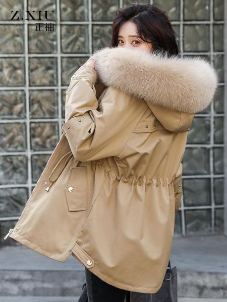 

parke cotton women's korean winter 2019 new women's down cotton padded jacket medium long tooling padded jacket trend, Black