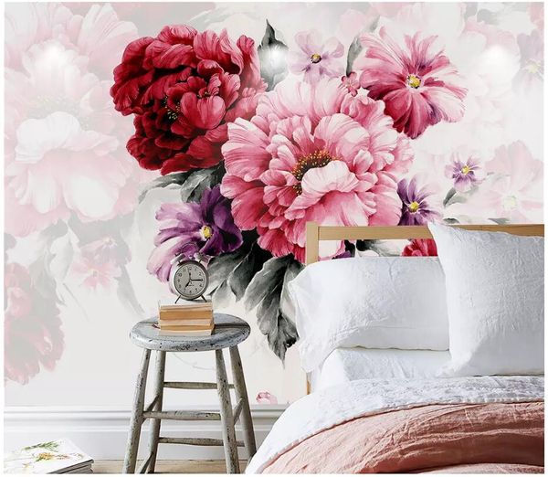 

wdbh 3d wallpaper custom p mural stylish modern watercolor hand painted flowers decor living room 3d wall murals wallpaper for walls 3 d