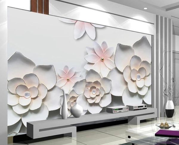 

3d murals wallpaper for living room simple embossed floral 3d background wall