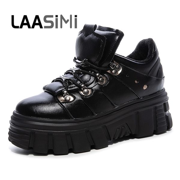 

laasimi 2019 women's winter women platform sneakers ladies vulcanize female sport chunky shoes woman autumn mx200425, Black