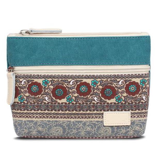 

clutch bag national wind purse retro canvas bag zipper storage