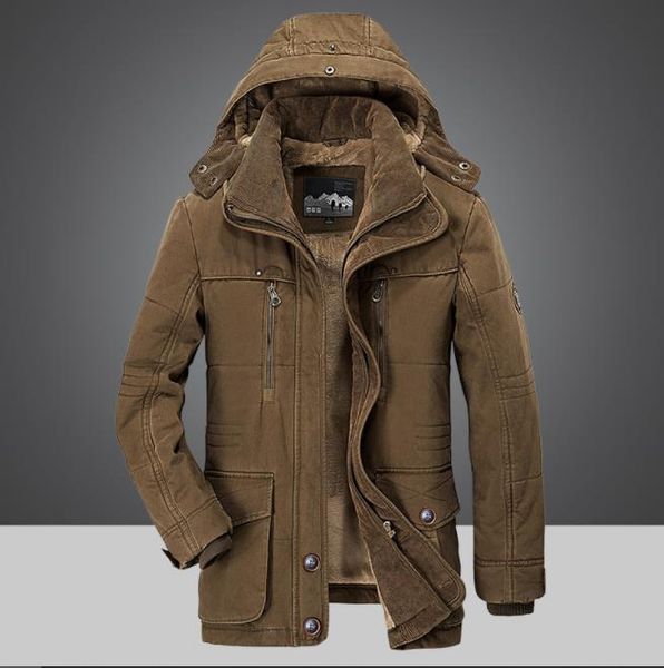 

men thick body warm jackets fleece heavy zipper coats blue khaki hooded causal outerwear 5xl 6xl ing, Black;brown