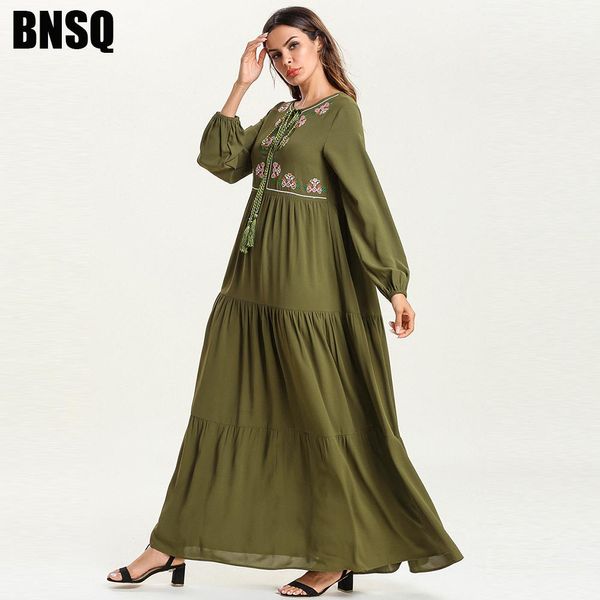 

bnsq arabian large size women muslim casual dress army green embroidered long bow pray pakistani kaftan ramadan clothes turkey, Red