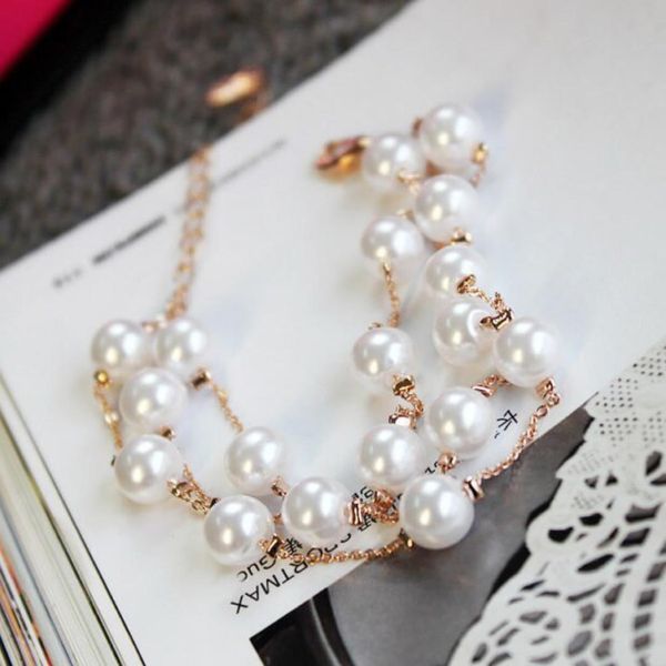 

women's bracelet korean fashion style pearl jewelry, Black