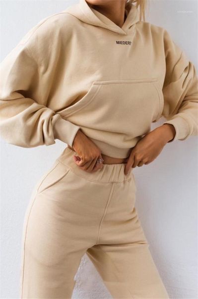 

tracksuits fashion natural color two piece set casual letter pattern hooded long sleeve long pants womens, Gray