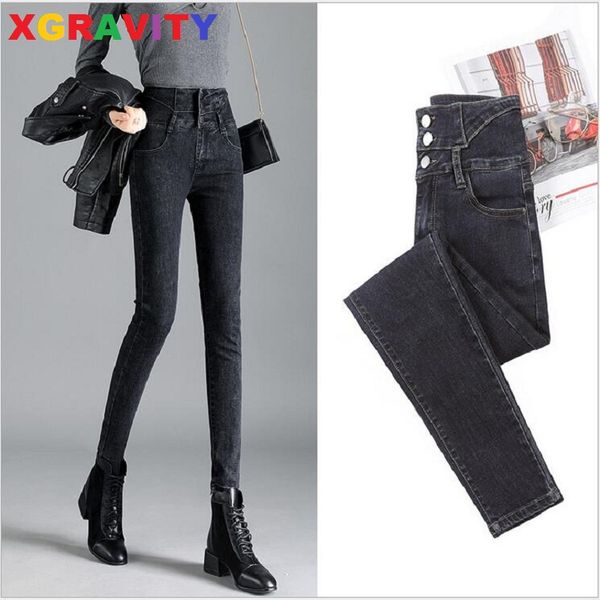 

jeans womens high waist elastic skinny denim long pencil pants casual woman jeans camisa feminina lady 2020 new trousers a028, Blue