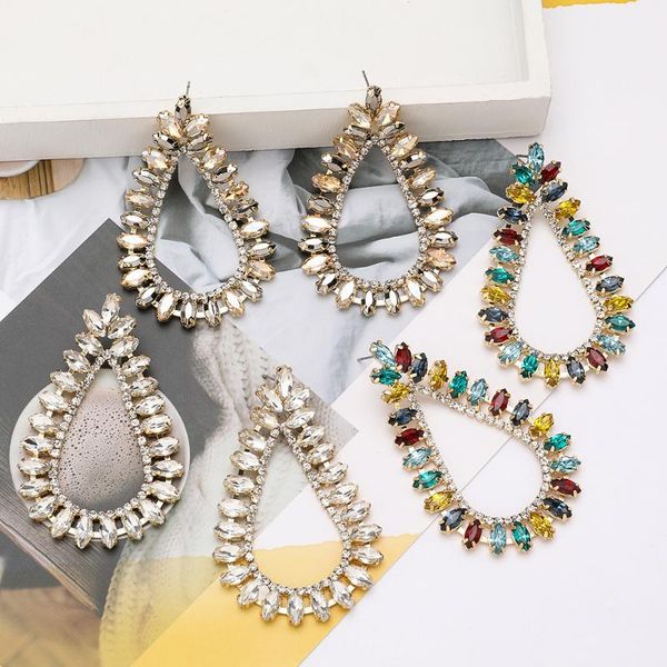 

bohemia crystal drop earrings jewelry women female wedding gifts multi color geometric glass statement earrings new 2020, Silver