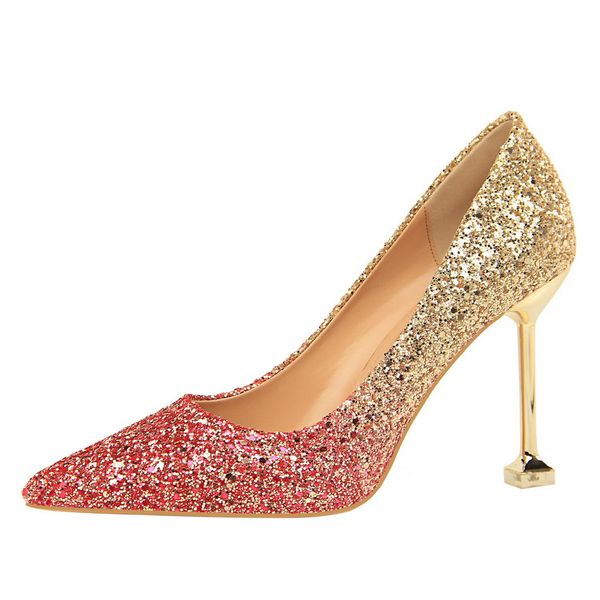 

nice elegant women pumps high heels shoes woman pointed toe female bling party shoes office lady wedding party, Black