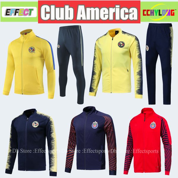 

Survetement 2018 2019 Mexico Club America Jacket Kit Training Suit Football 18/19 UNAM Soccer Tracksuit Set Long Sleeve Uniforms Jersey