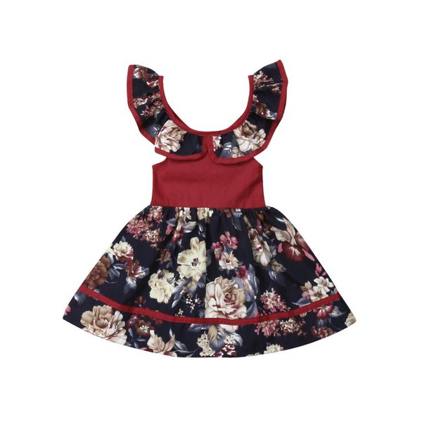 

toddler girl dress for baby girls xmas toddler baby girl floral sleeveless dresses wedding party princess dress, Red;yellow