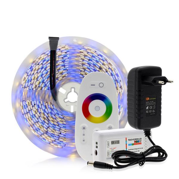 5050 LED Strip RGB / RGBW / RGBWW 5M 300LEDS Neon Fita Luz + 2,4 g Controlador Remoto + DC 12V 3A Power Adaptador