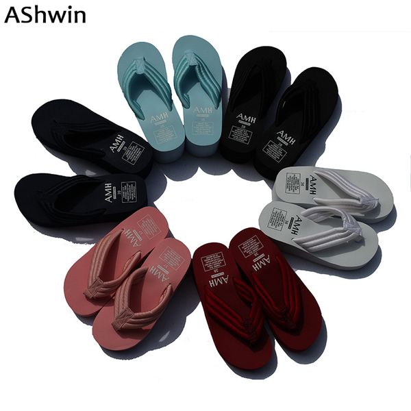 

ashwin slippers sole rubber sole wedge platform thong slippers colored flip flops handmade diy shoes heels mule 6.5cm, Black