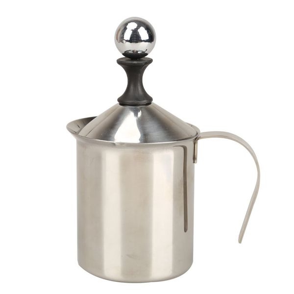 

400ml stainless steel double mesh milk frother milk foamer milk creamer (400ml/13.5oz) silver