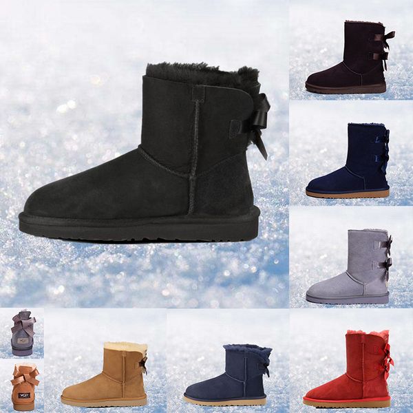 

2019 WGG winter boots Australia Classic snow Boots red bule black brown tall boots real leather Bailey Bowknot women Keep warm size 36-41