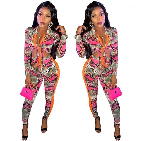 

womens designer tracksuits fashion long sleeve shirt pencil pants womens 2pcs sets casual females clothing snake skin print, Gray