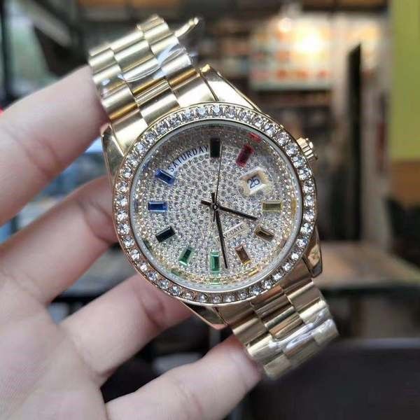 

rollex diamond dial design men and women luxury watch quartz fashion brand wristwatches women men watches lovers gift diamond luxury watch, Slivery;brown
