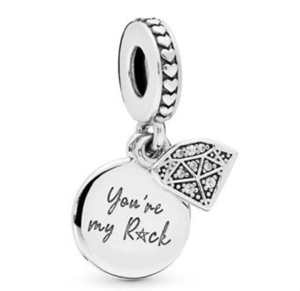 

2019 mother day my rock hanging charm fits for pandora bracelets & necklace 000% 925 sterling silver beads diy charms loose beads jewelry, Black