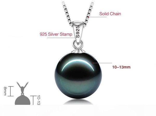 

diamond ring original flawless black pearl pendant necklace with solid 925 silver chain necklace wedding jewelry for women n001