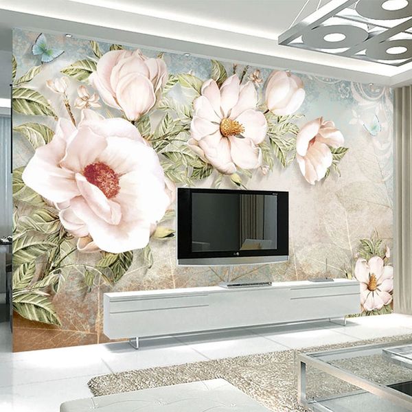 

european style 3d vintage oil painting flower wallpaper living room tv sofa bedroom home decor background wall stickers frescoes