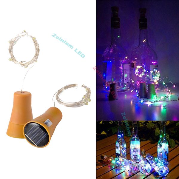 DHL 1 M 10 LED Rolha de Garrafa de Vinho Solar Fada de Cobre Fio de Tira CONDUZIDA Ao Ar Livre Decoração Do Partido Novidade Noite Lâmpada DIY Cortiça de fadas Luzes Da Corda