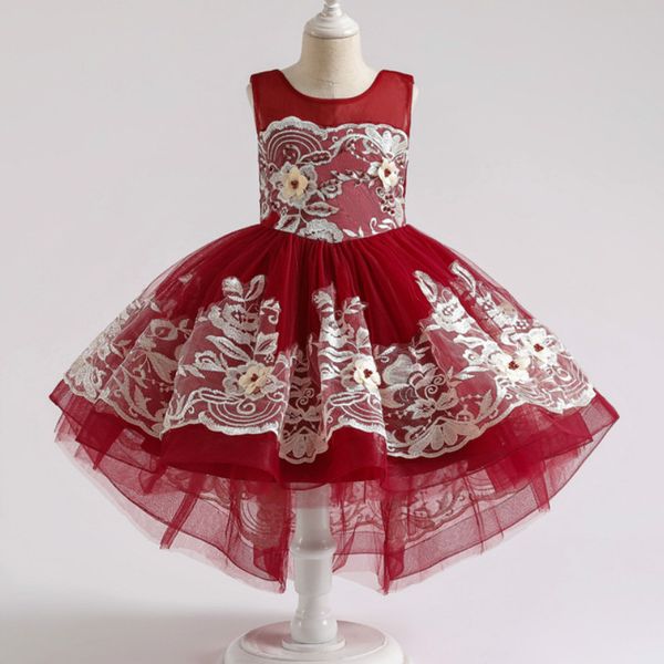 

girl's dresses summer flower girls dress princess wedding party children kids prom gown vestidos baby christmas clothing, Red;yellow