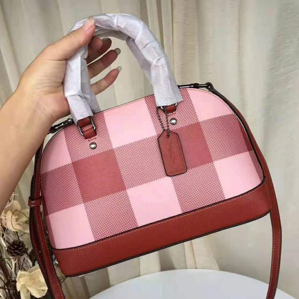

designer women check handbag classic lady cross-body bag classic red hang bag party shopping colorful bags rivets zipper cow/7